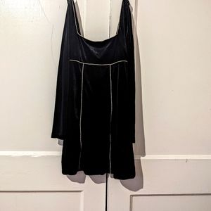 Long sleeve Black velvet mini dress